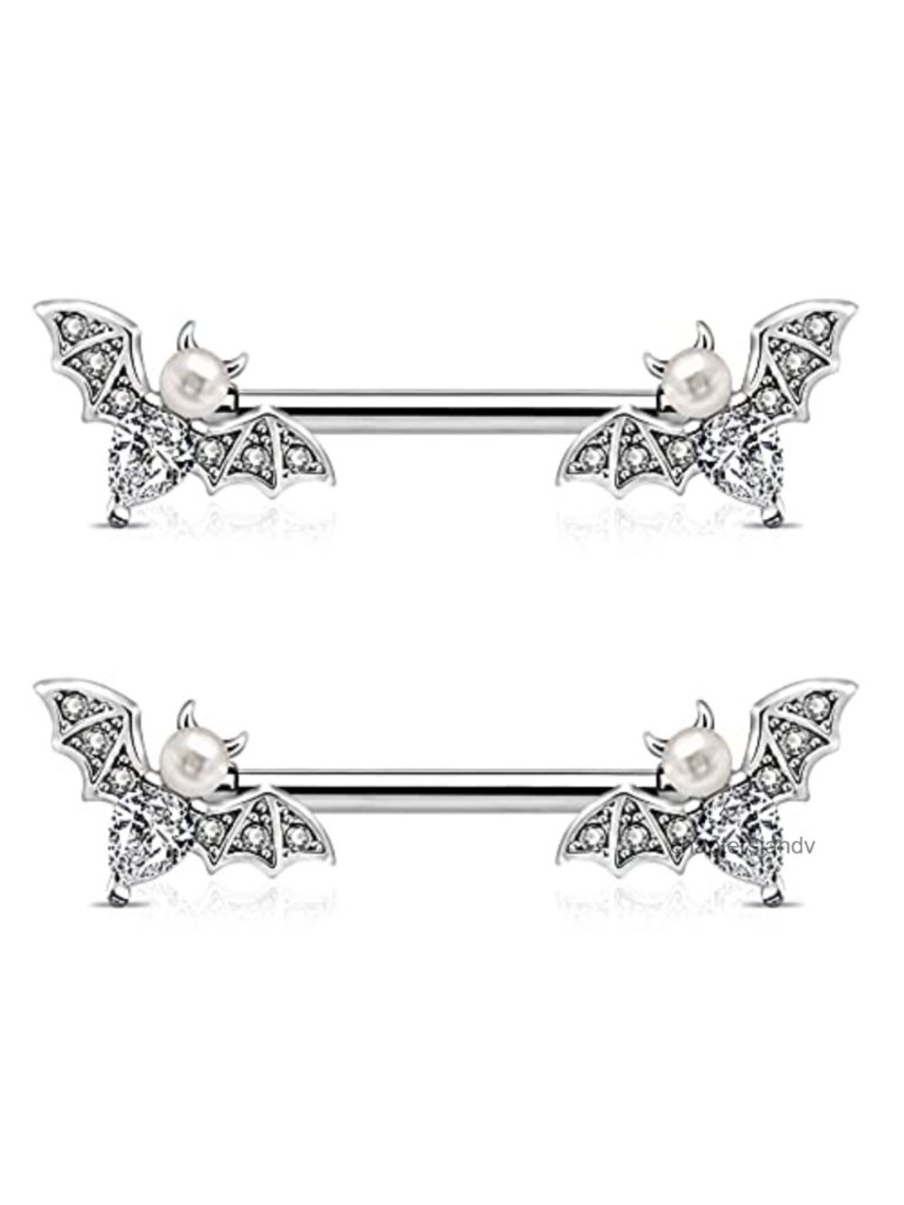14G Stainless Steel Nipple Barbell Piercing Jewelry with CZ Stones